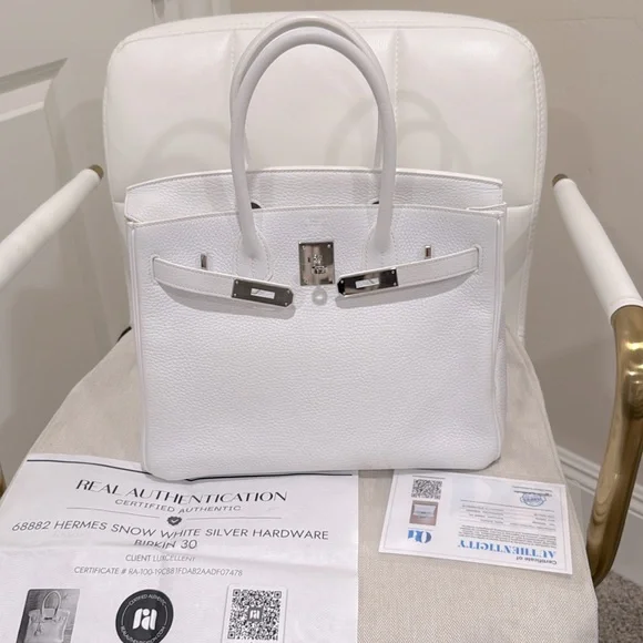 ❌SOLD❌HERMES SNOW WHITE BIRKIN 30 Pladium hardware full kit, pristine condition - Picture 5 of 8